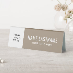 Plaque De Table Logo personnalisé Beige neutre Simple Minimaliste