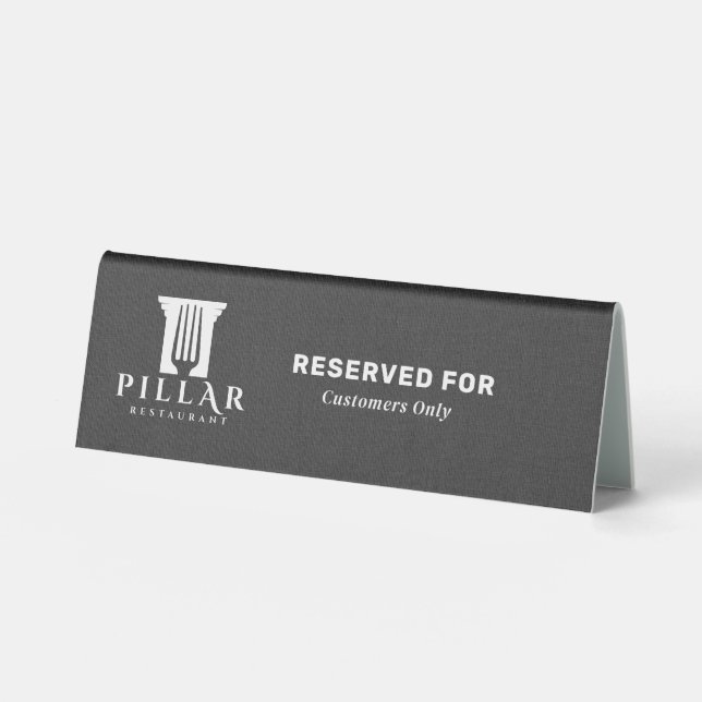 Plaque De Table Logo personnalisé en lin gris foncé (Recto)