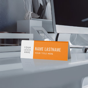 Plaque De Table Logo Personnalisé Orange Simple Minimaliste Nom Ti