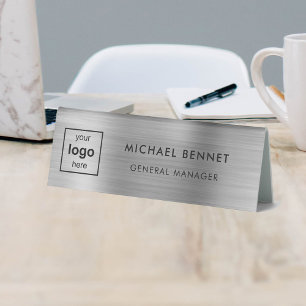 Plaque De Table Logo personnalisé Silver Grey Professionnel