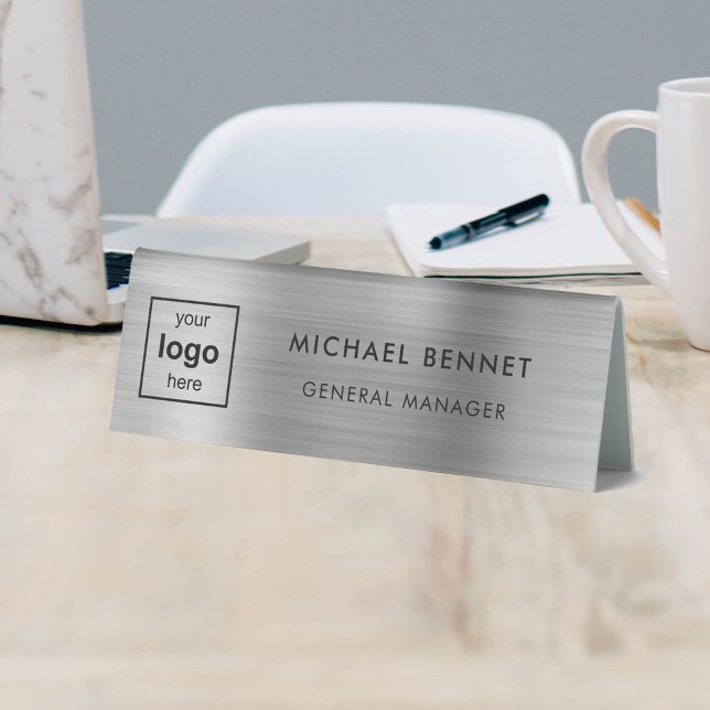 Plaque De Table Logo personnalisé Silver Grey Professionnel (Créateur téléchargé)