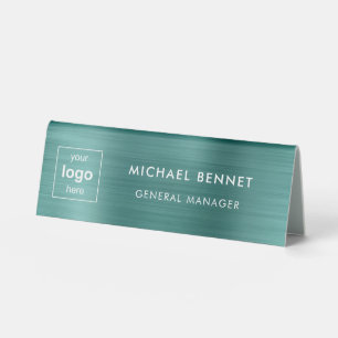 Plaque De Table Logo personnalisé vert Entreprise professionnelle