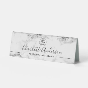 Plaque De Table Logo professionnel en marbre moderne noir simple
