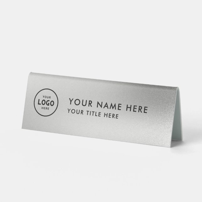 Plaque De Table Logo professionnel tendance pour entreprise Bureau (Recto)