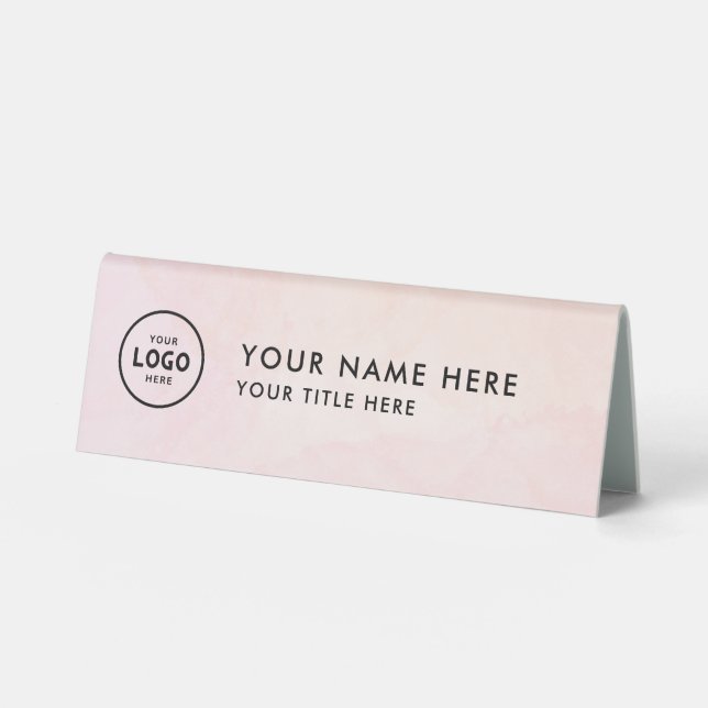 Plaque De Table Logo professionnel tendance pour entreprise Bureau (Recto)