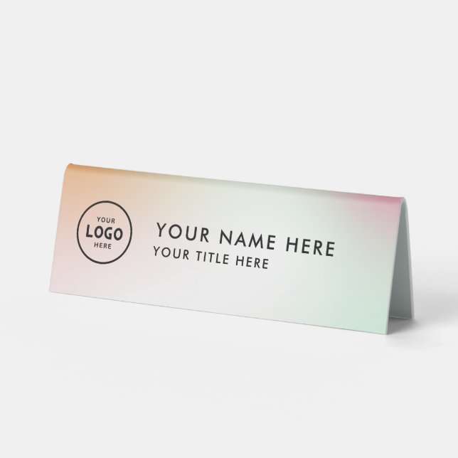 Plaque De Table Logo professionnel tendance pour entreprise Bureau (Recto)