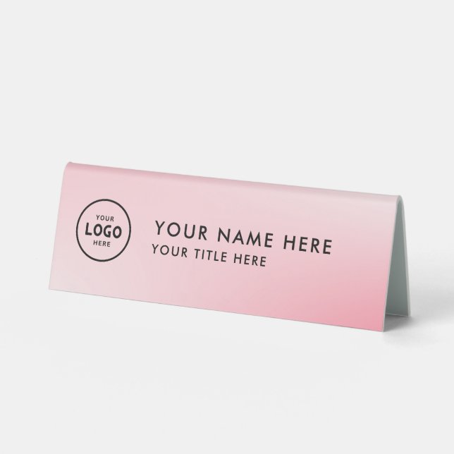 Plaque De Table Logo professionnel tendance pour entreprise Bureau (Recto)