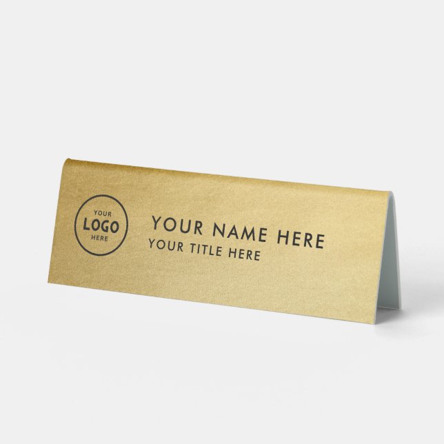 Plaque De Table Logo professionnel tendance pour entreprise Bureau (Recto)