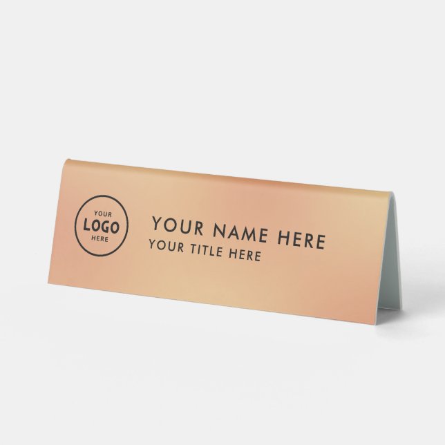 Plaque De Table Logo professionnel tendance pour entreprise Bureau (Recto)