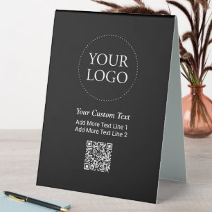 Plaque De Table Logo simple Black Custom Business Code QR