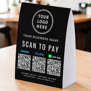 Plaque De Table Logo Venmo PayPal CashApp Code QR Scan Pour Payer