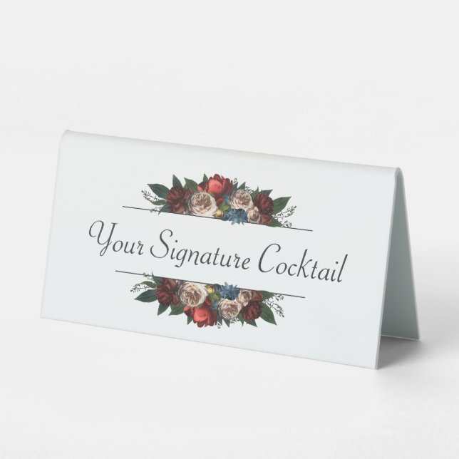 Plaque De Table Luxe Jewel Tone Floral Signature Cocktail (Recto)