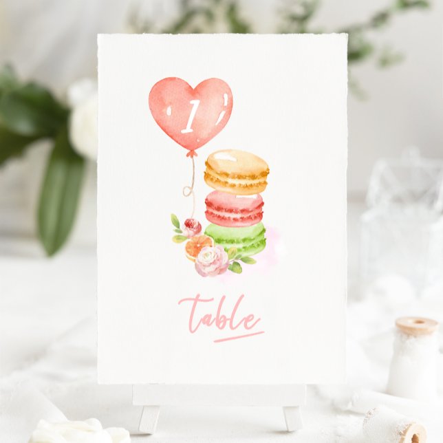 Plaque De Table Macarons aquarelle Fête d'anniversaire (Créateur téléchargé)