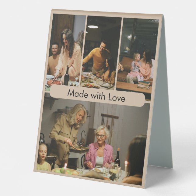 Plaque De Table Made with Love Custom Family Photo  (Recto)