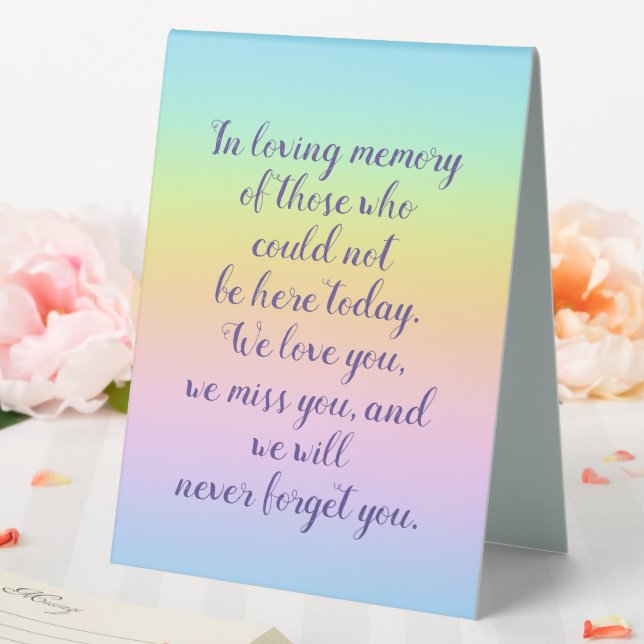 Plaque De Table Magnifique Pastel Rainbow Mariage Memorial (In SItu (Mariage))