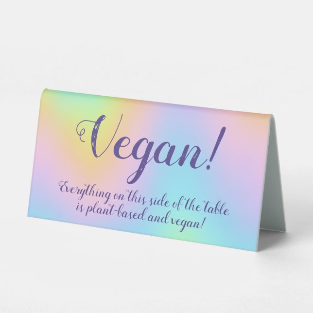 Plaque De Table Magnifique Pastel Rainbow Mariage "Vegan" (Recto)