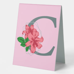 Plaque De Table Majuscule C monogramme floral