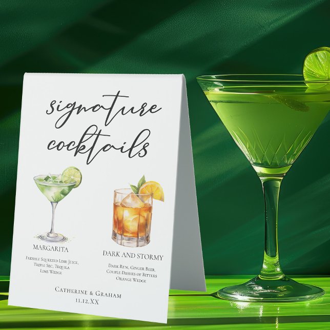 Plaque De Table Margarita Dark & Stormy Signature Cocktails Menu (Créateur téléchargé)