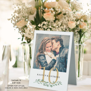 Plaque De Table Mariage 1 ou 2 Photos Verdure Noms Or Numéro