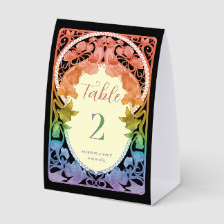 Plaque De Table Mariage Art nouveau aquarelle Rainbow II 