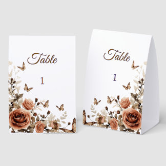 Plaque De Table Mariage aux Roses & Papillons Vintage