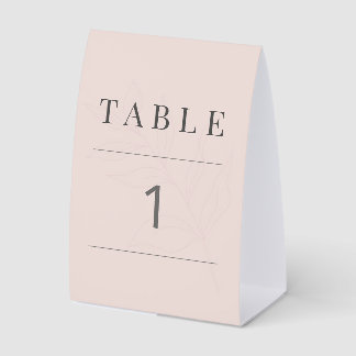 Plaque De Table Mariage Botanique Minimaliste Rose Pâle Chaud