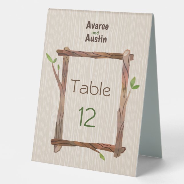 Plaque De Table Mariage de bois rustique Numéro de table (Recto)