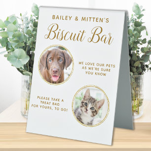 Plaque De Table Mariage de chien Favor Chic Gold Pet Photo Biscuit
