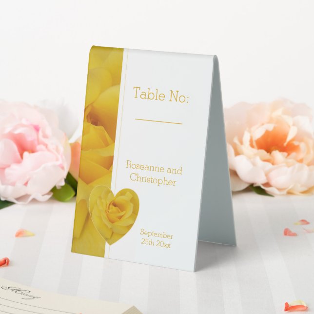 Plaque De Table Mariage de conception du coeur rose jaune (In SItu (Mariage))