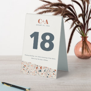 Plaque De Table Mariage de dalle Terrazzo double face