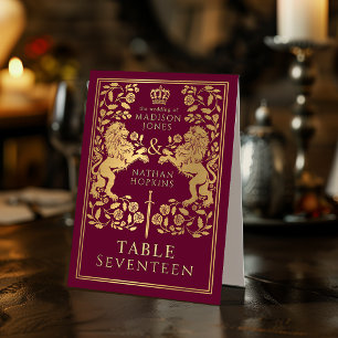Plaque De Table Mariage de Lion médiéval royal rouge