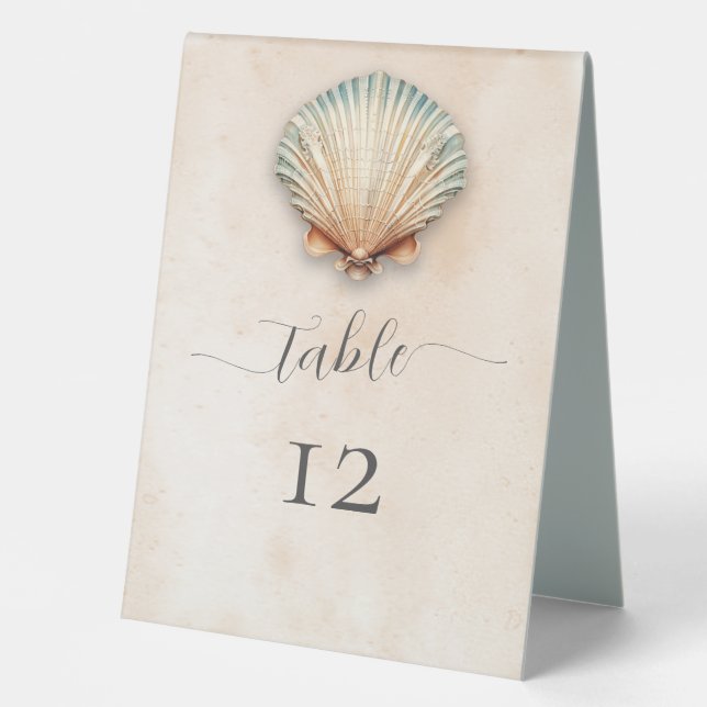 Plaque De Table Mariage de sable de coquillage moderne (Recto)