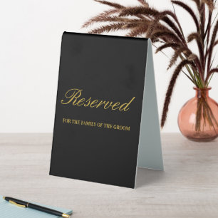 Plaque De Table Mariage de script Black Gold moderne réservé perso