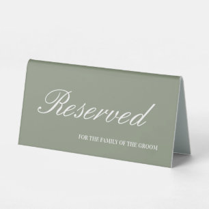 Plaque De Table Mariage de script blanc et vert Sage moderne Réser