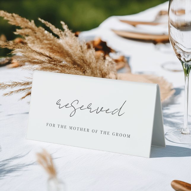 Plaque De Table Mariage de script minimal moderne Siège réservé (Créateur téléchargé)