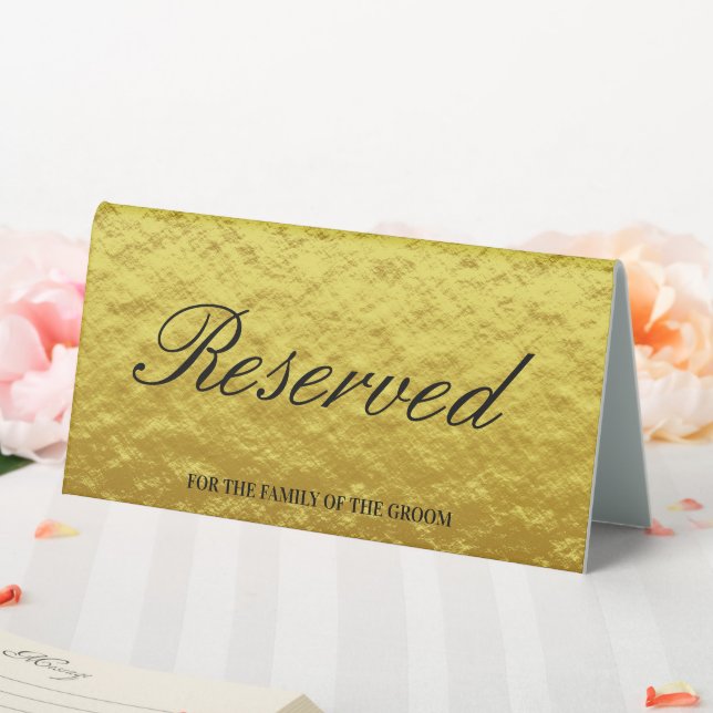 Plaque De Table Mariage de script moderne Elegant Gold Foil Réserv (In SItu (Mariage))