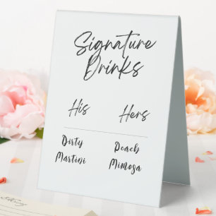 Plaque De Table Mariage de script noir et blanc