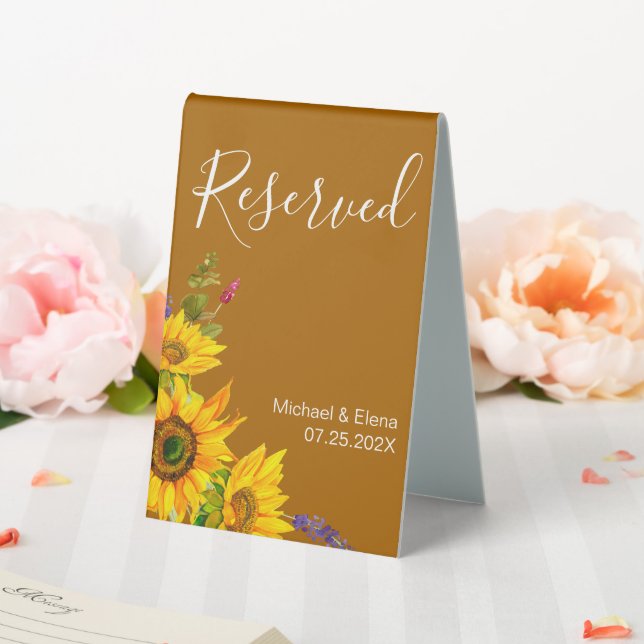 Plaque De Table Mariage de tournesols d'automne Réservé (In SItu (Mariage))