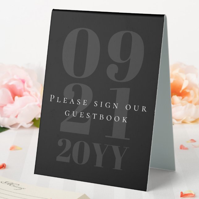 Plaque De Table Mariage de type Gras minimaliste noir (In SItu (Mariage))