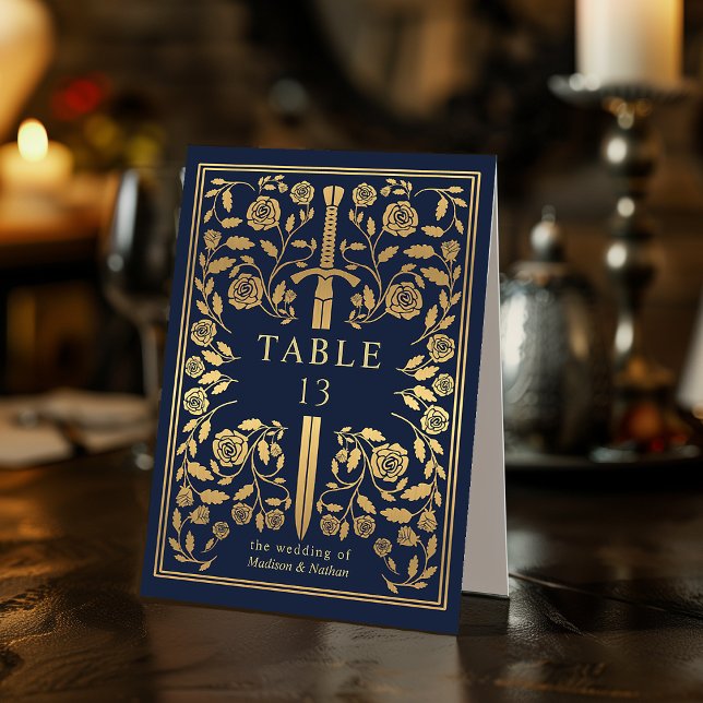 Plaque De Table Mariage d'épée médiévale bleu Royal (Créateur téléchargé)