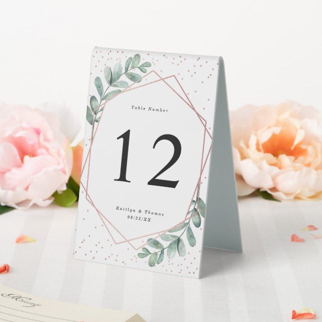 Plaque De Table Mariage d'huile d'or Eucalyptus Rose géométrique (In SItu (Mariage))