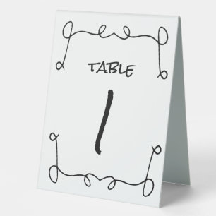 Plaque De Table Mariage d'illustrations de Doodle en noir et blanc