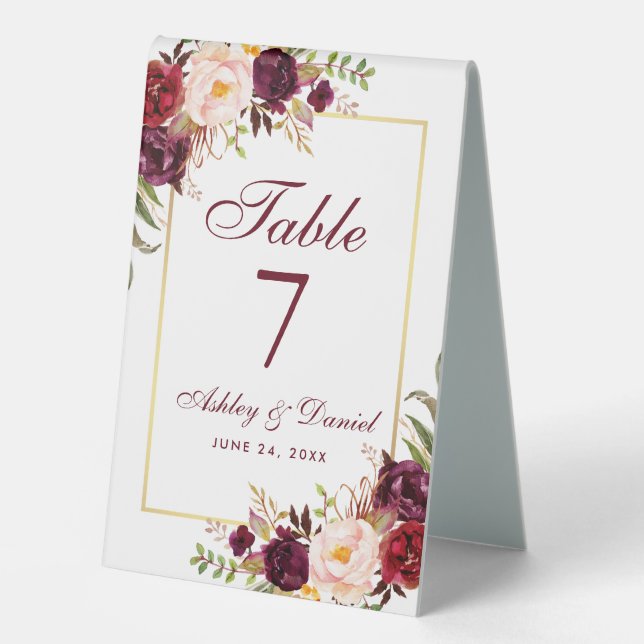 Plaque De Table Mariage d'or de la Bourgogne florale (Recto)
