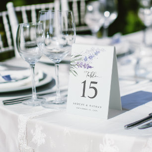 Plaque De Table Mariage élégant à l'aquarelle florale lavande