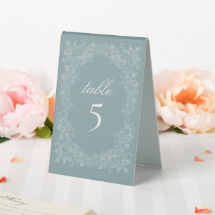 Plaque De Table Mariage Élégant Régence Bleu Poussiéreux