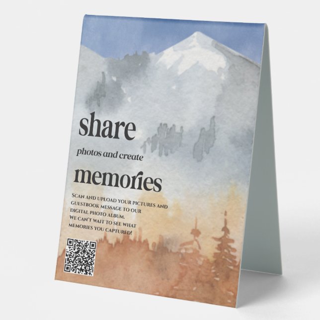 Plaque De Table Mariage extérieur QR Code photo Photos Livre d'or (Recto)