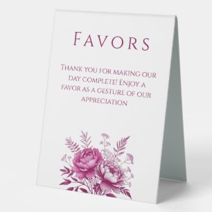 Plaque De Table Mariage Favor Signal-Aquarelle Magenta Peony Table