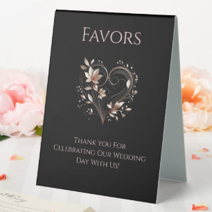 Plaque De Table Mariage Favor Signal-Moderne Rose Fleurs d'or