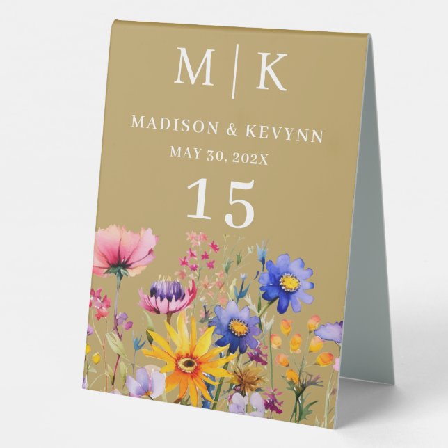 Plaque De Table Mariage Fleur sauvage Elegant Boho (Verso)