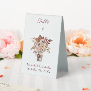 Plaque De Table Mariage Floral Aquarelle Automne 
